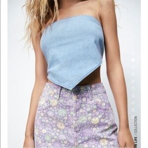 ZARA Denim Bandana Tie Back Crop Top Tank Bloggers Fav